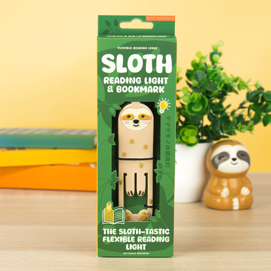 SLOTH READING LIGHT AND BOOKMARK