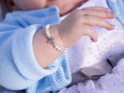 Kids Sterling Silver Cross Bracelet Baptism & Communion Gift