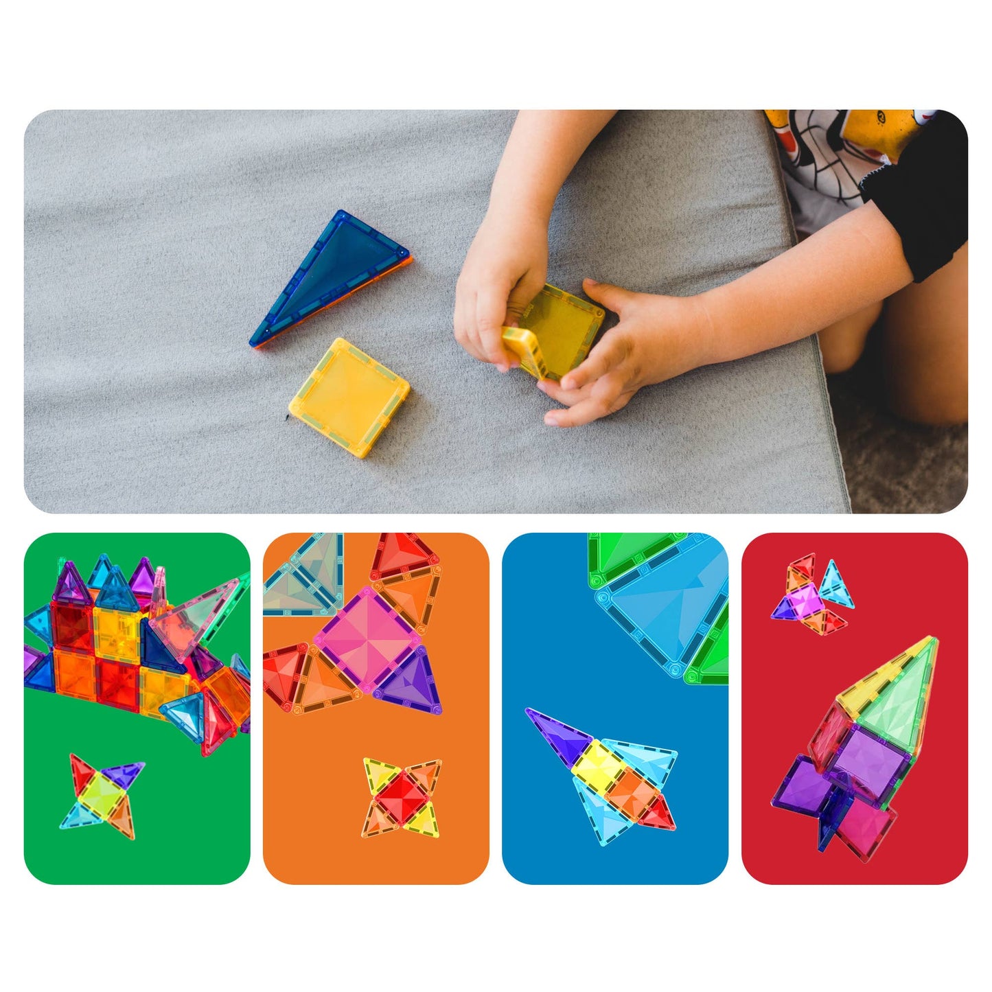 PicassoTiles 60pc Travel Size Magnetic Tile Building Set