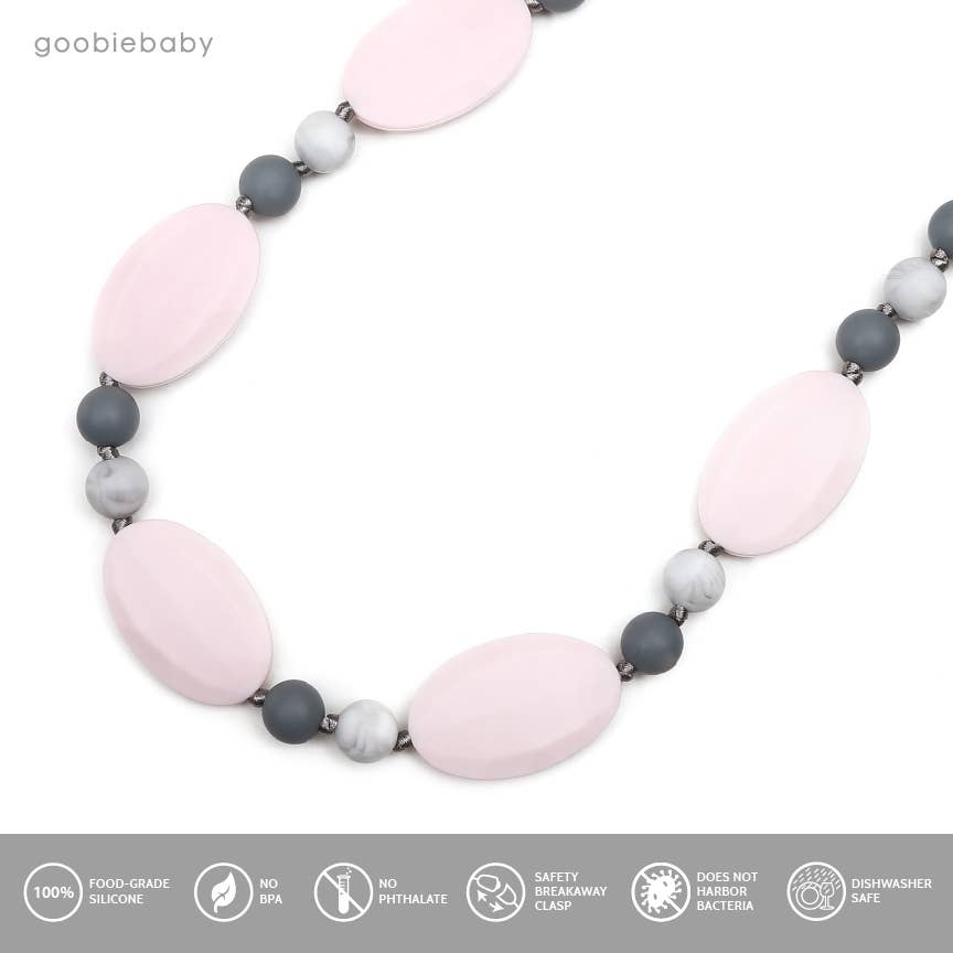 Emma Teething Necklace - Pink Quartz Multi