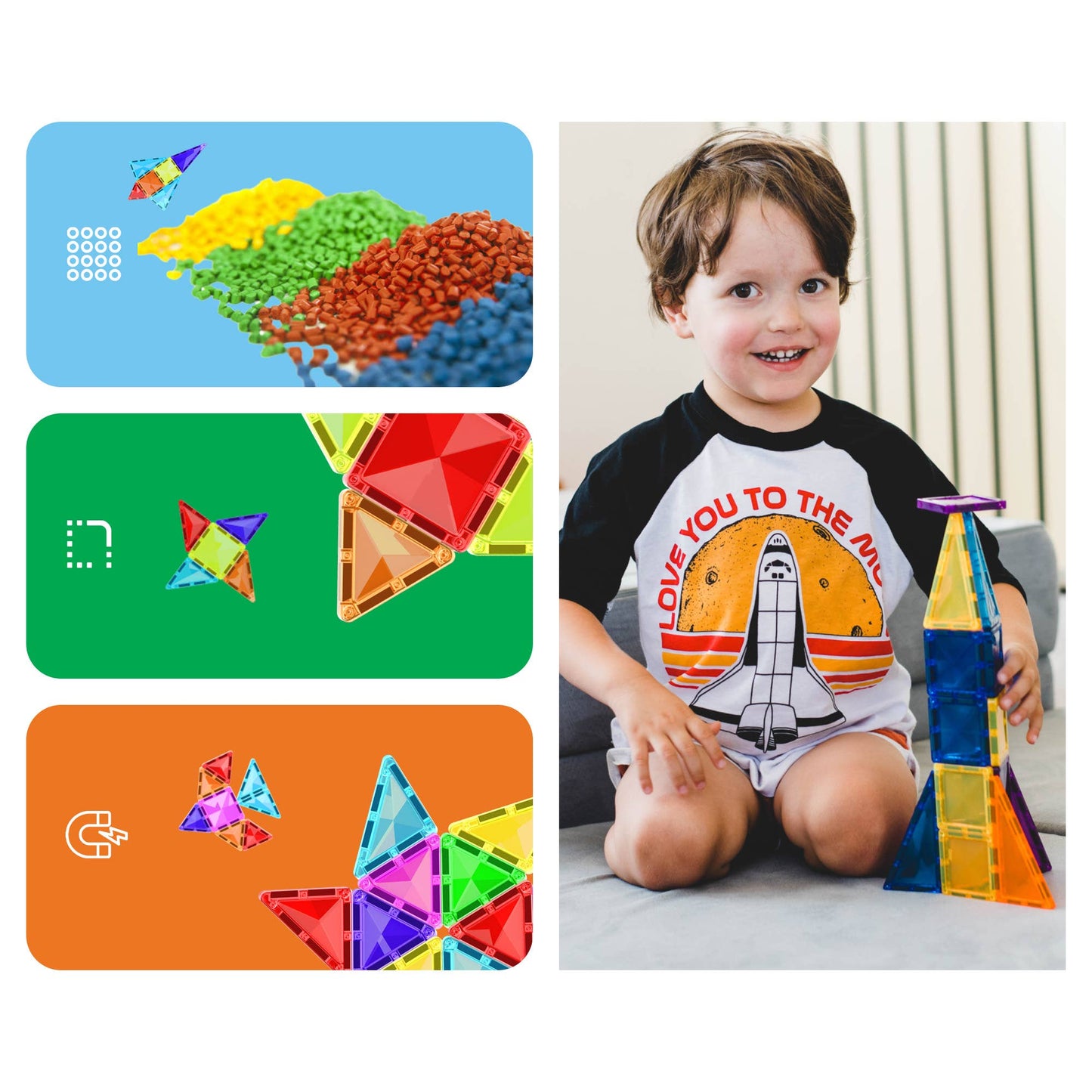 PicassoTiles 60pc Travel Size Magnetic Tile Building Set