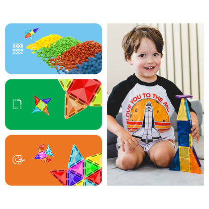 PicassoTiles 60pc Travel Size Magnetic Tile Building Set