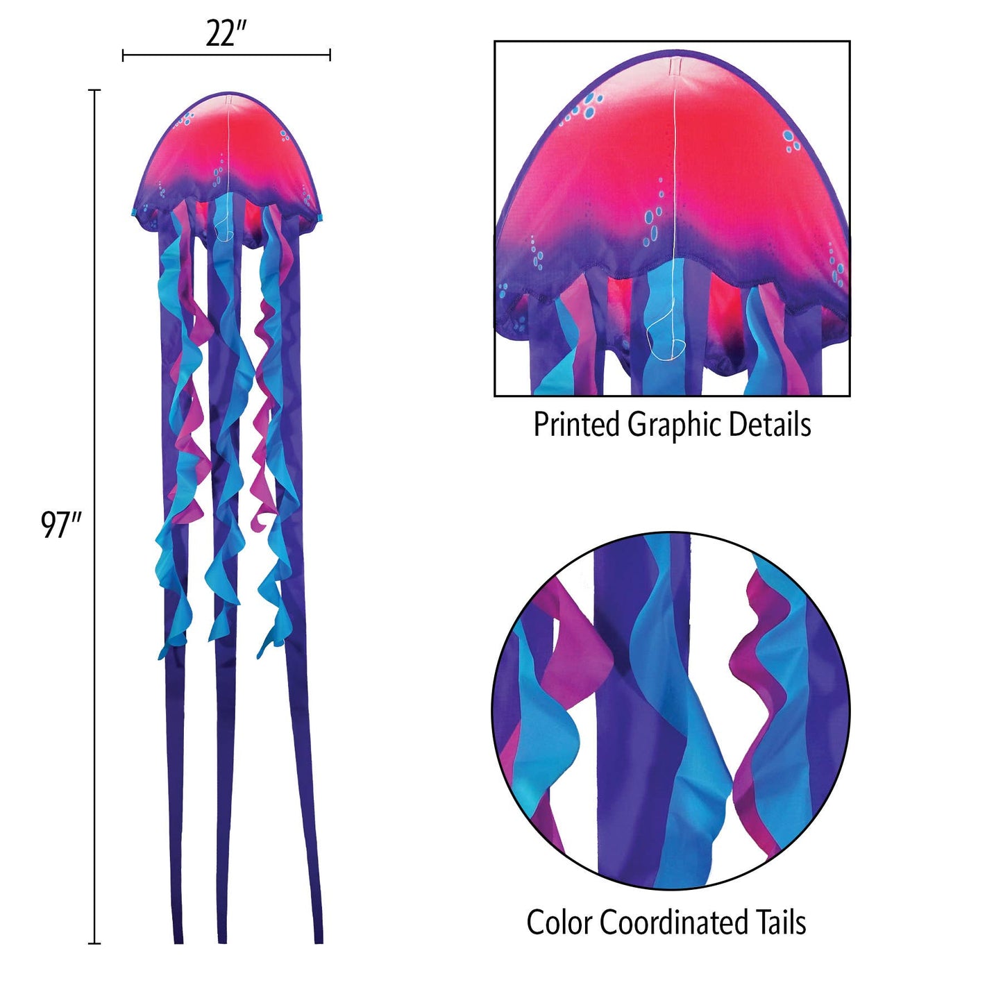 22" Jellyfish Dancing Dragon Kite