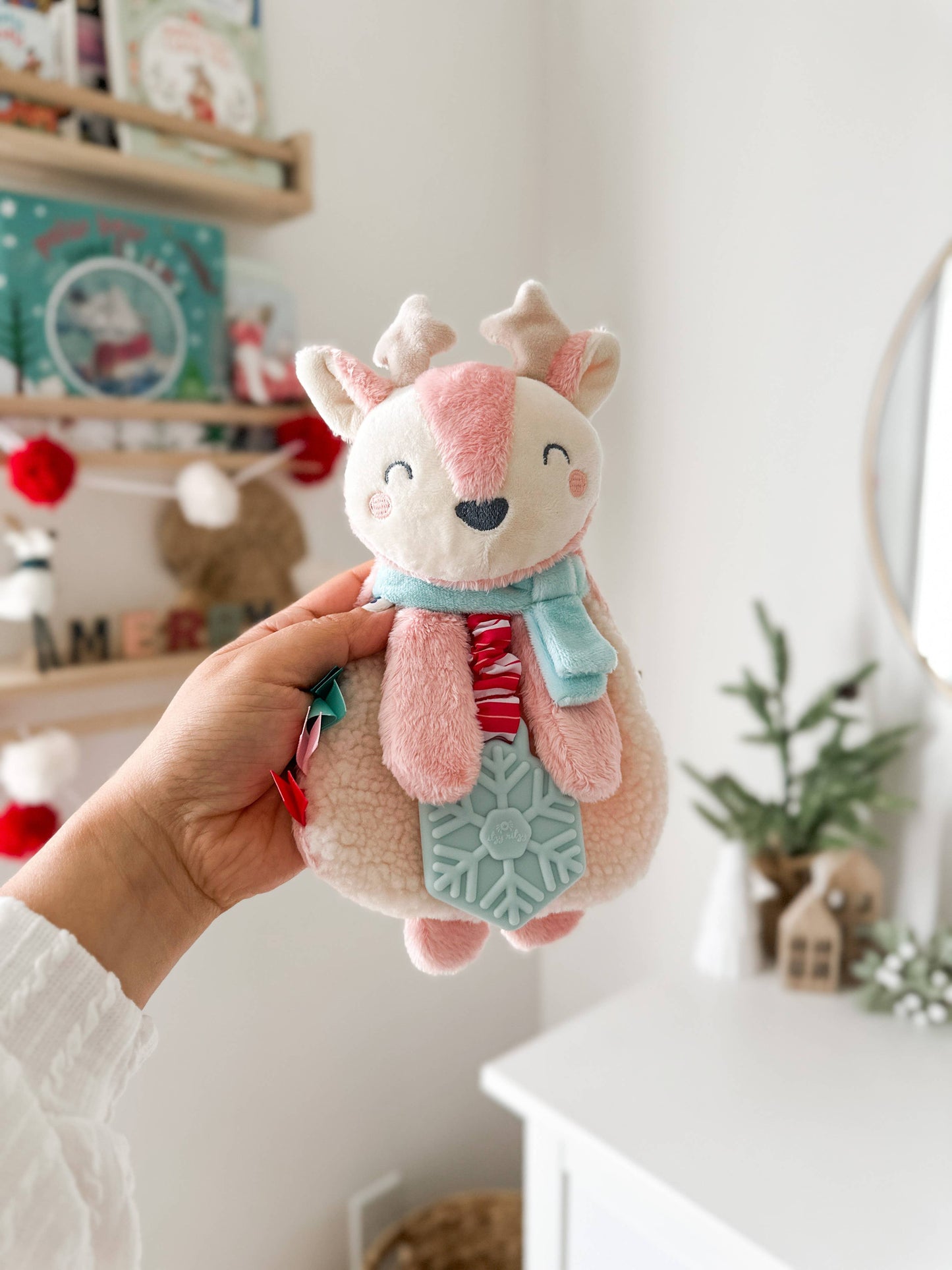 Holiday Itzy Lovey™ Plush + Teether Toy: Reindeer