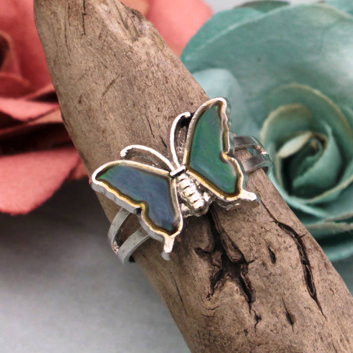 Retro Vibes Silver Butterfly Mood Ring