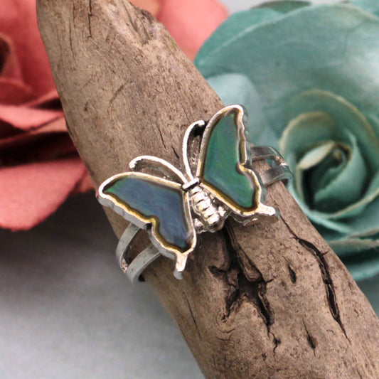 Retro Vibes Silver Butterfly Mood Ring