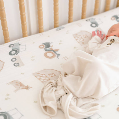 Charlie Farmhouse Tractor Crib Fitted Sheet