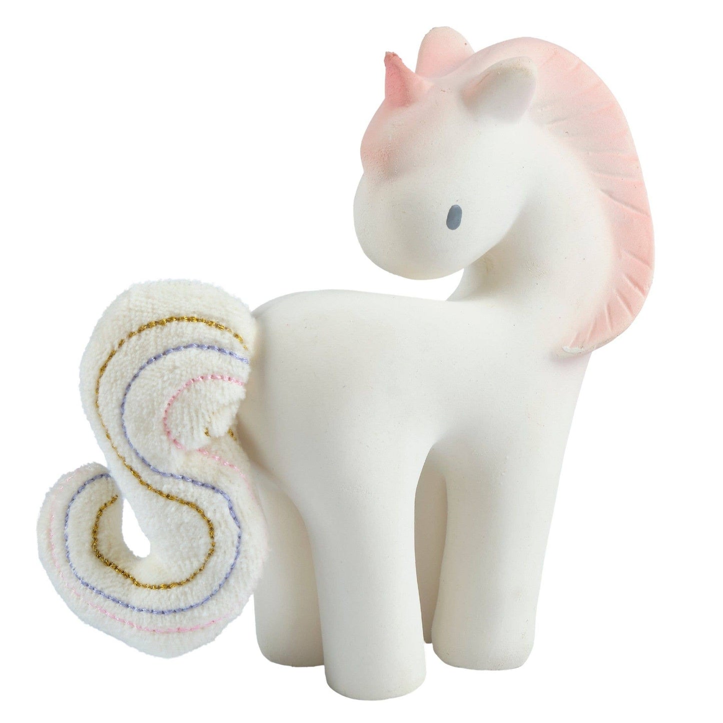 Cotton Candy Unicorn Natural Rubber Rattle w/Crinkle Tail