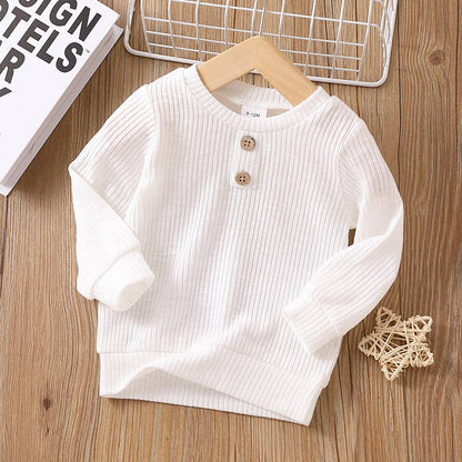 White or Apricot Knitted Long-sleeve Top