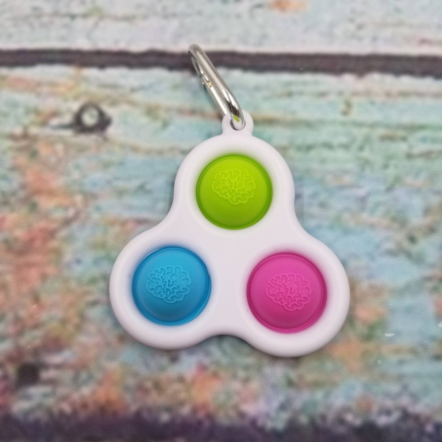 Pop Triple Dimple Keychain Fidget Sensory Toy: Green-Blue-Pink