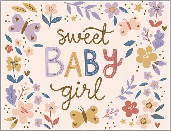 Baby Greeting Card - Baby Girl Flowers