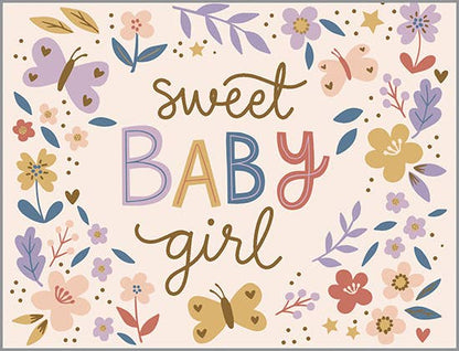 Baby Greeting Card - Baby Girl Flowers