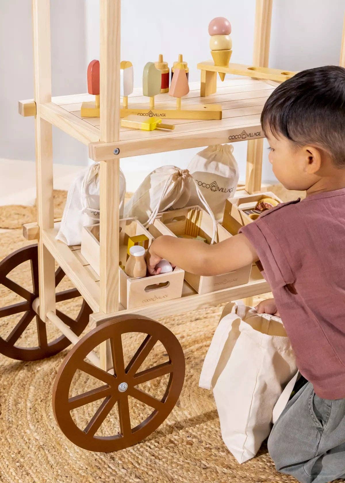 Mini Wooden Play Market Stand