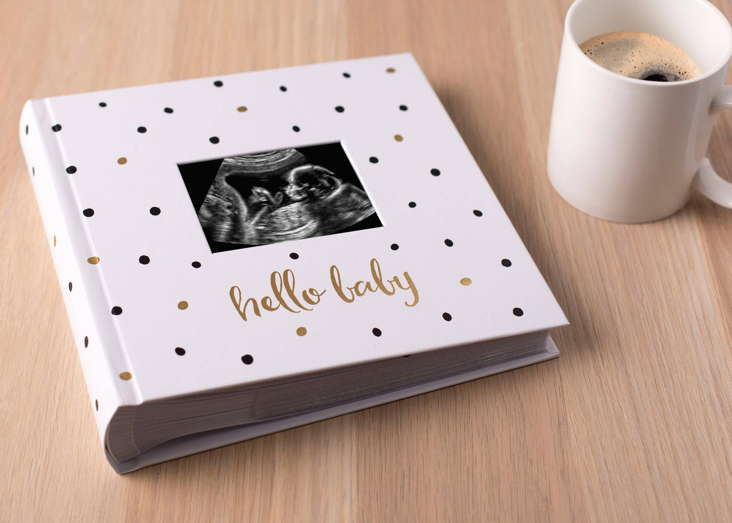 Baby Photo Album with Guided Journal Pages, White Polka Dots