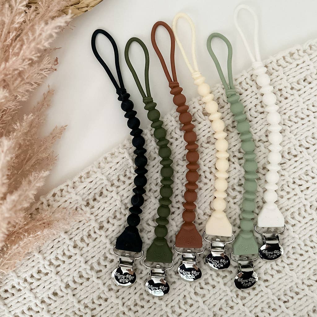 Sweetie Strap™ Silicone One-Piece Pacifier Clips: Apricot Beaded