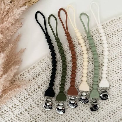 Sweetie Strap™ Silicone One-Piece Pacifier Clips: Camo Beaded