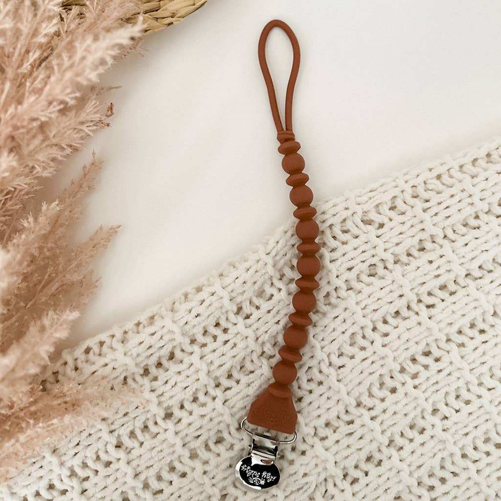 Sweetie Strap™ Silicone One-Piece Pacifier Clips: Apricot Beaded