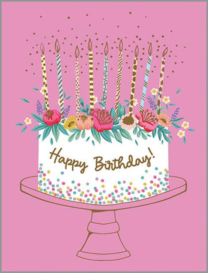 Birthday Card - Flower Birthday Cake