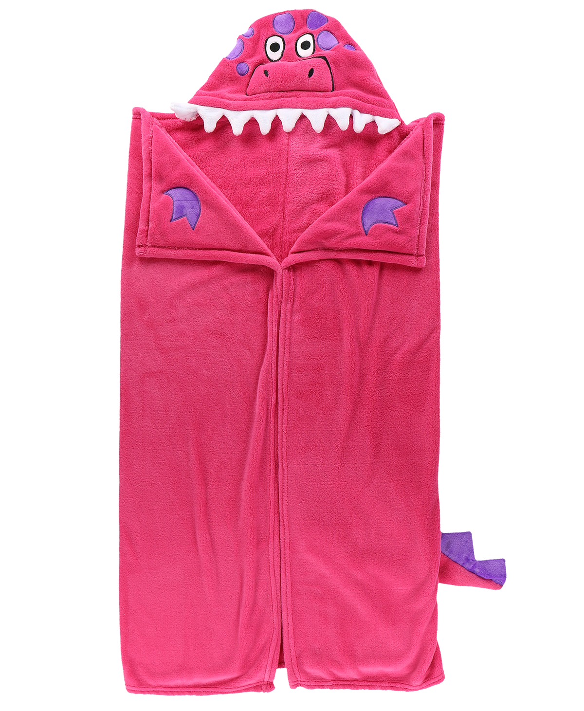 Wearable Hooded Fleece Blankets For Kids - Pink Dinosaur