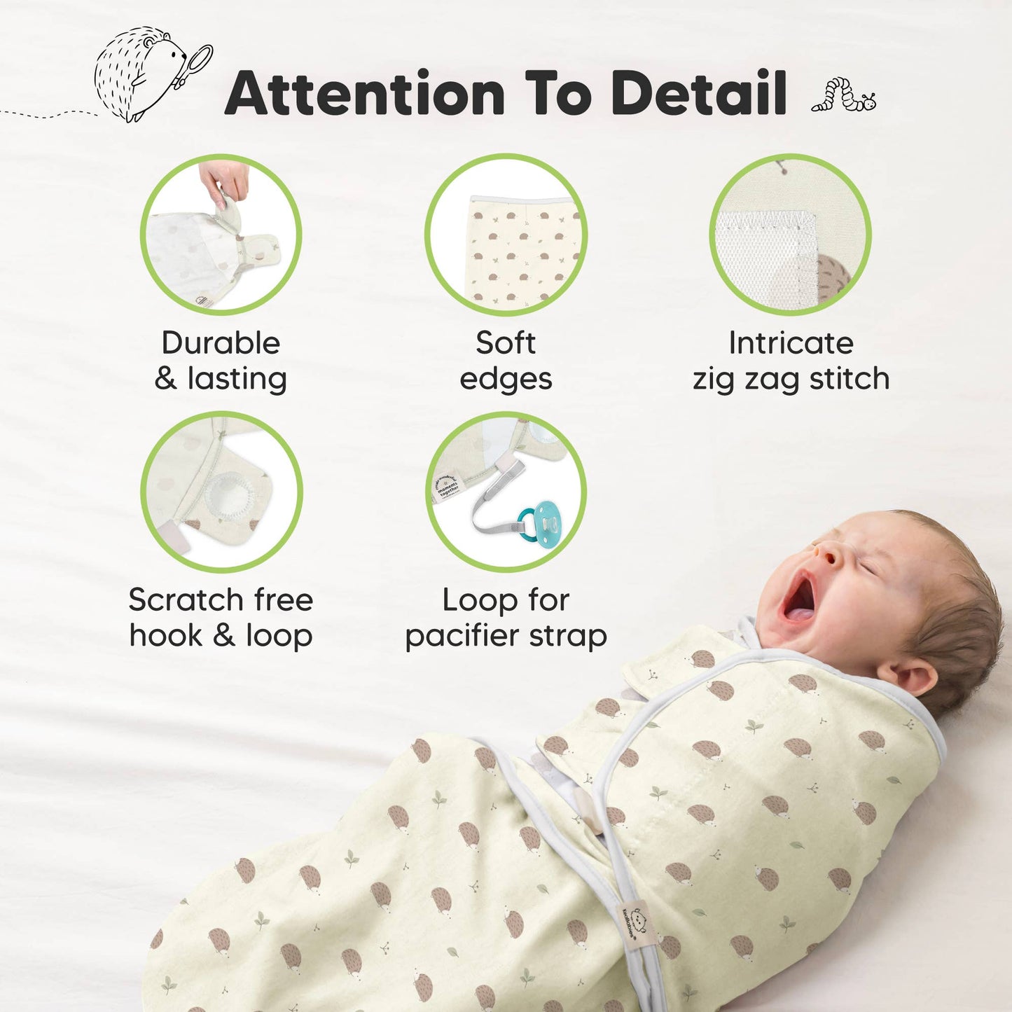 3pk Soothe Baby Swaddles, Sleep Sack for Newborns-Nibbles/Bruce