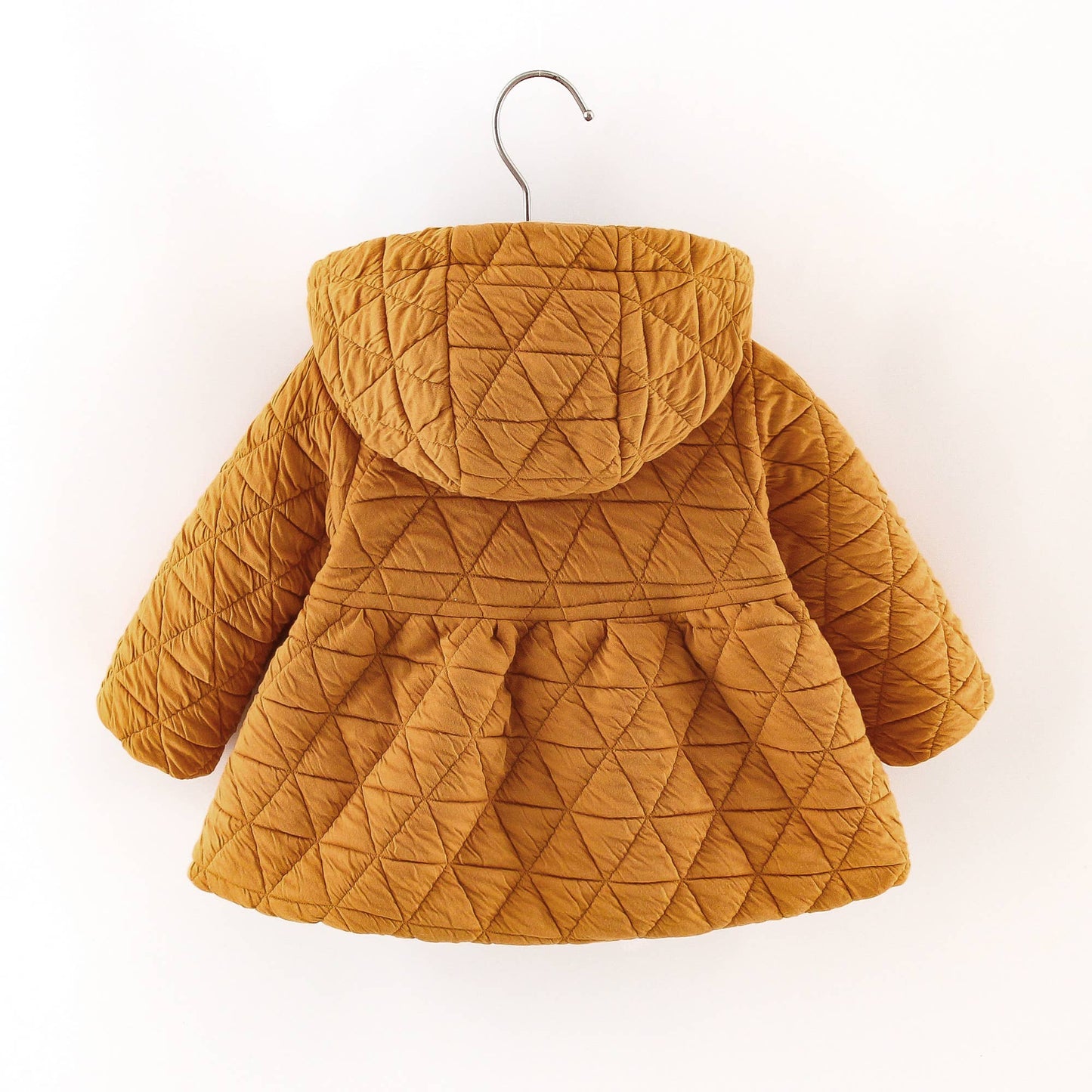 Quilted yellow zip hood coat