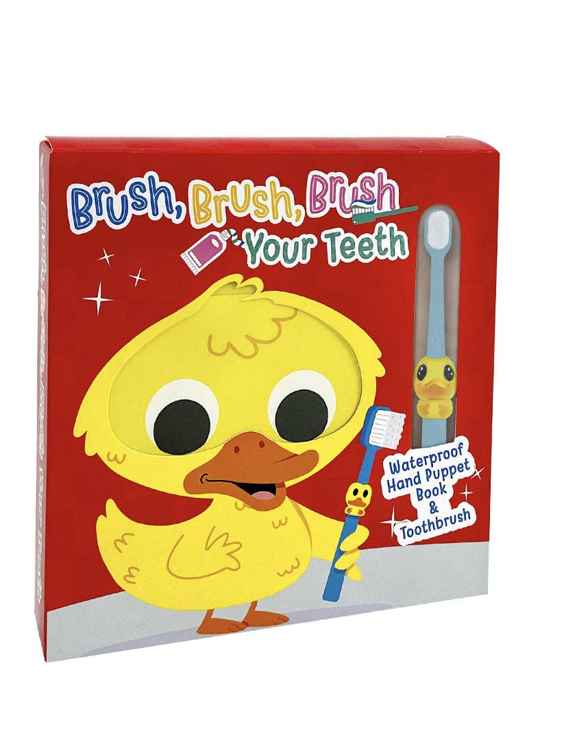 Brush, Brush, Brush Your Teeth - Children's Waterproof Hand Puppet Book and Toothbrush