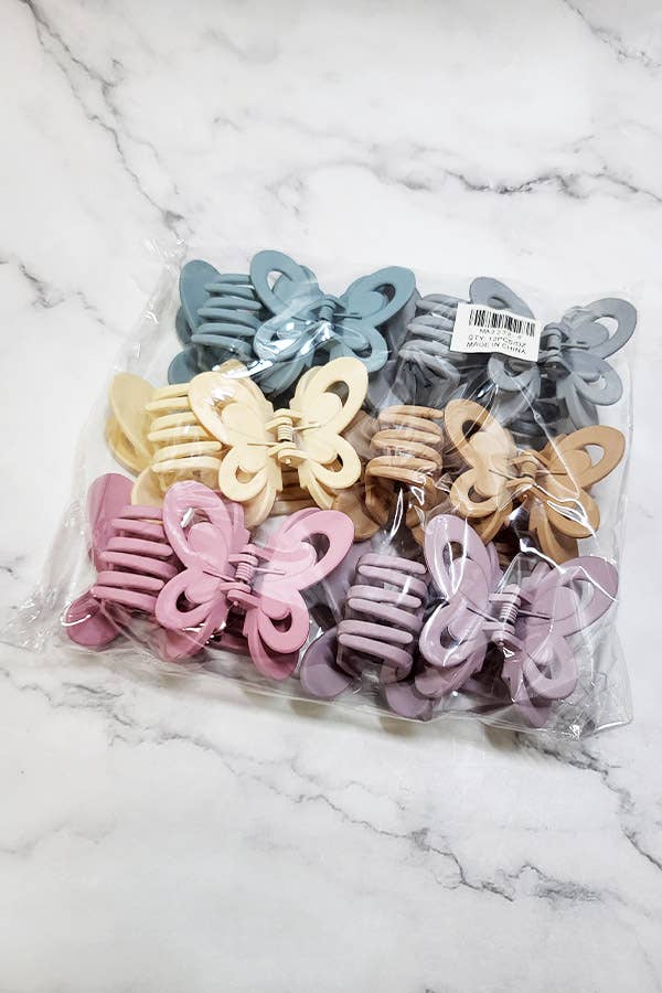 Matte Color Butterfly Hair Claw Clip