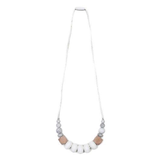 Harper Teething Necklace - White/Marble