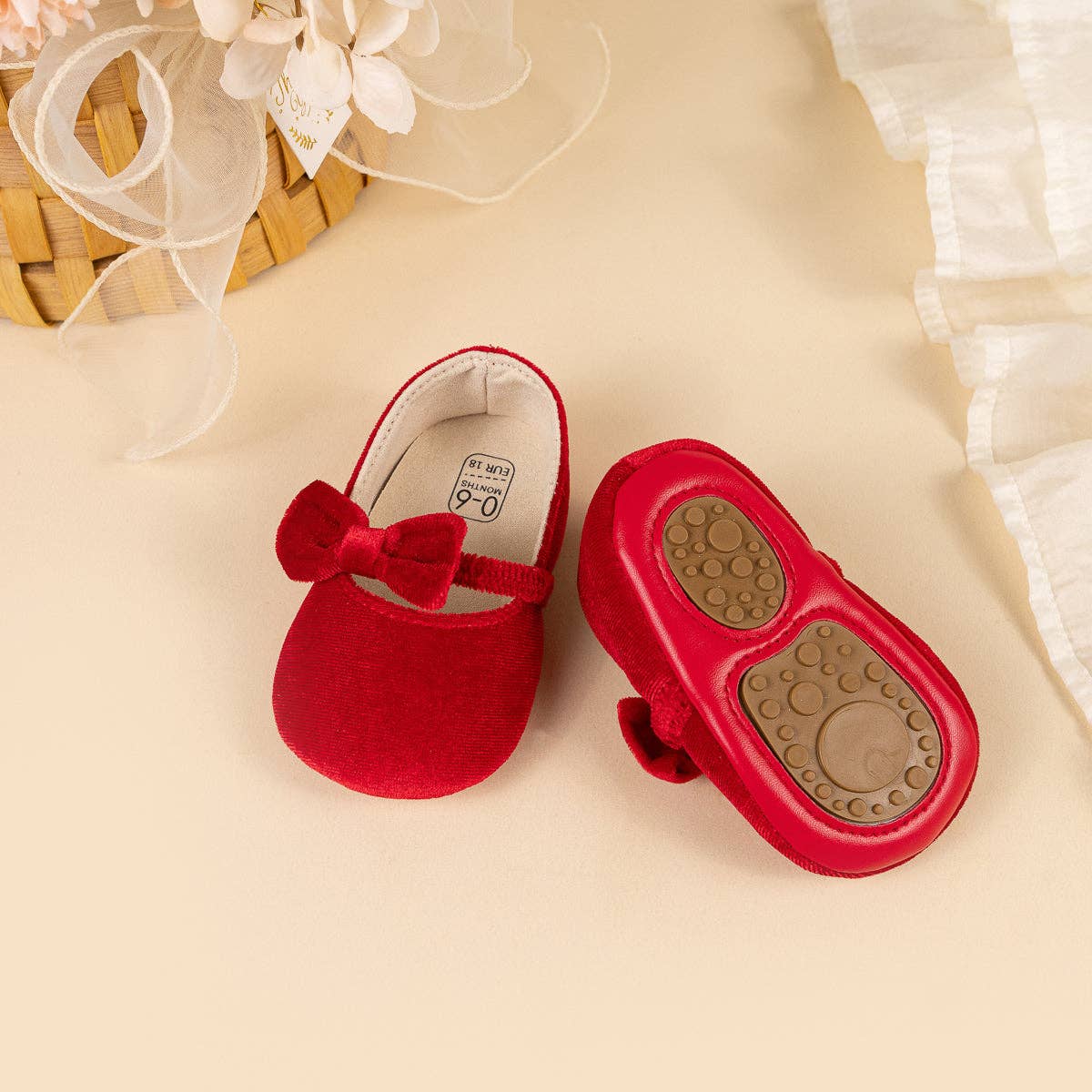 Red Velvety Baby Shoes