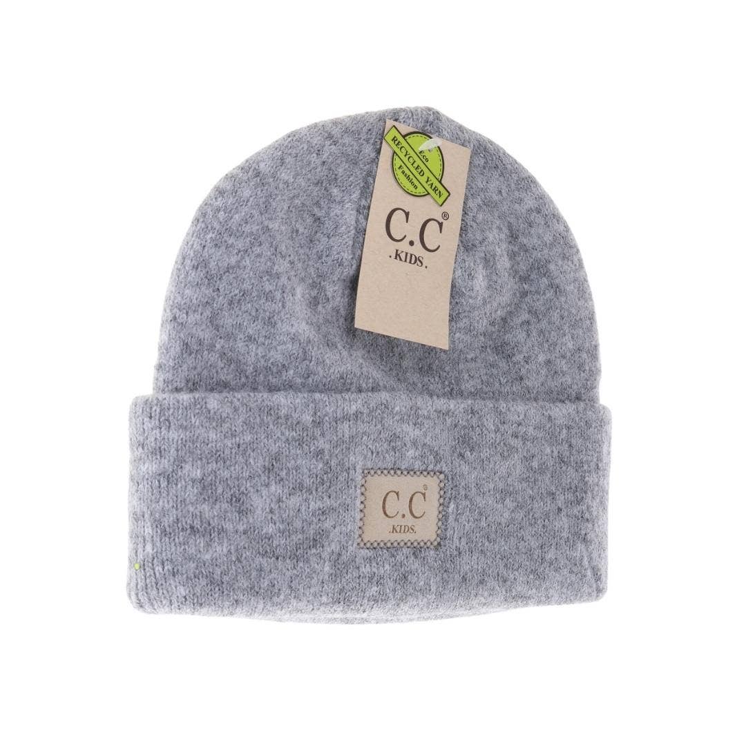 Kids' Soft Ribbed Leather Patch C.C. Beanie