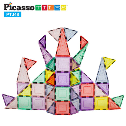 PicassoTiles 48pc Glitter Magnetic Tile Building Set