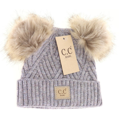 C.C Large Patch Newborn Knit Hat- Baby2060PomPom