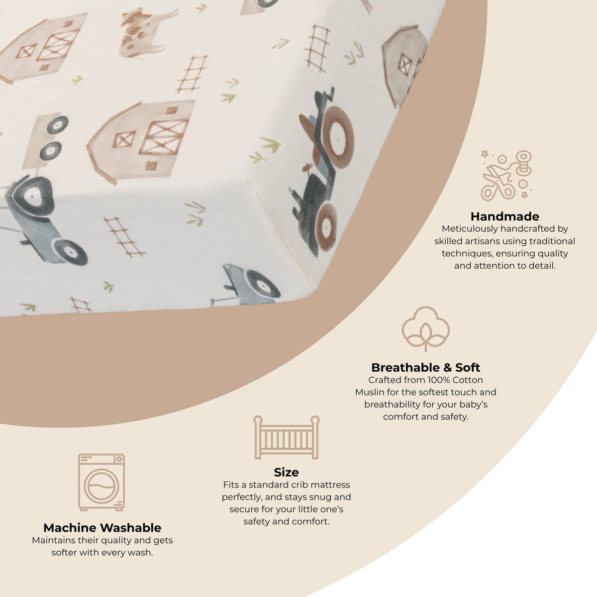 Charlie Farmhouse Tractor Crib Fitted Sheet