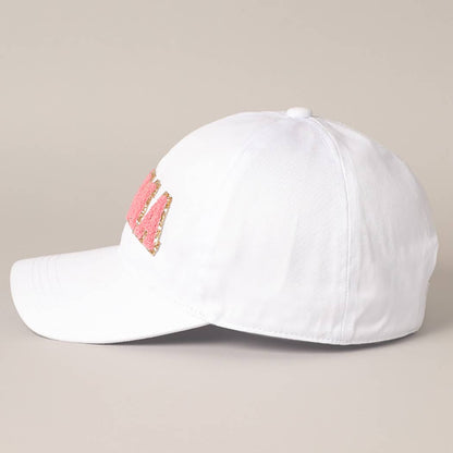 MAMA Chenille Letter Patch Cotton Baseball Cap: One Size / LIGHT BLUE