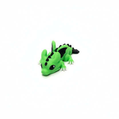 Dragon (Green and Black) • Mini 3D Printed Articulated Animal • Flexi Animals • Pocket Pets • Pocket Pals • Desk Pets*