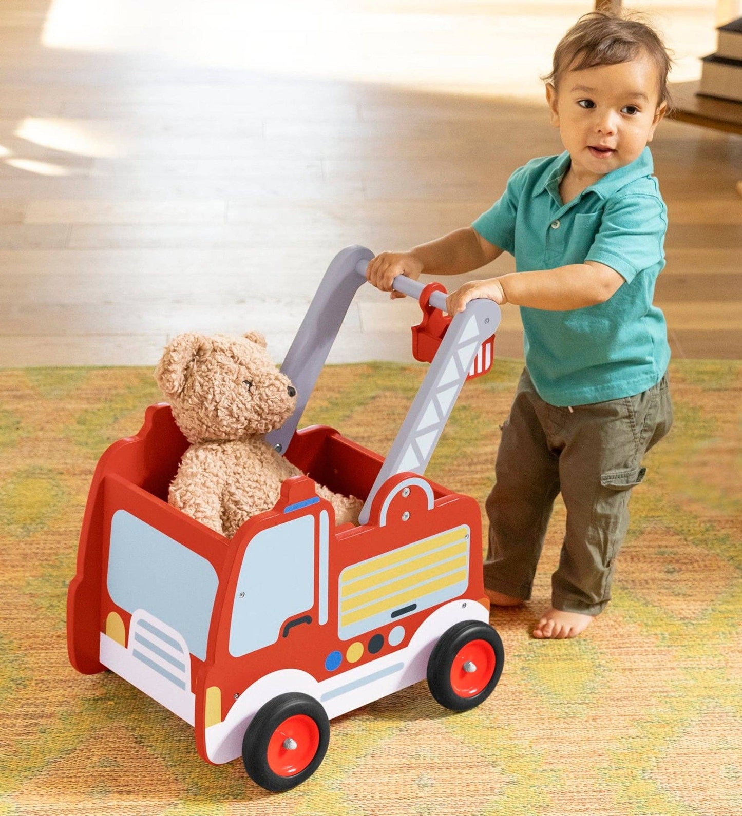 Wooden Fire Truck Walker & Cart