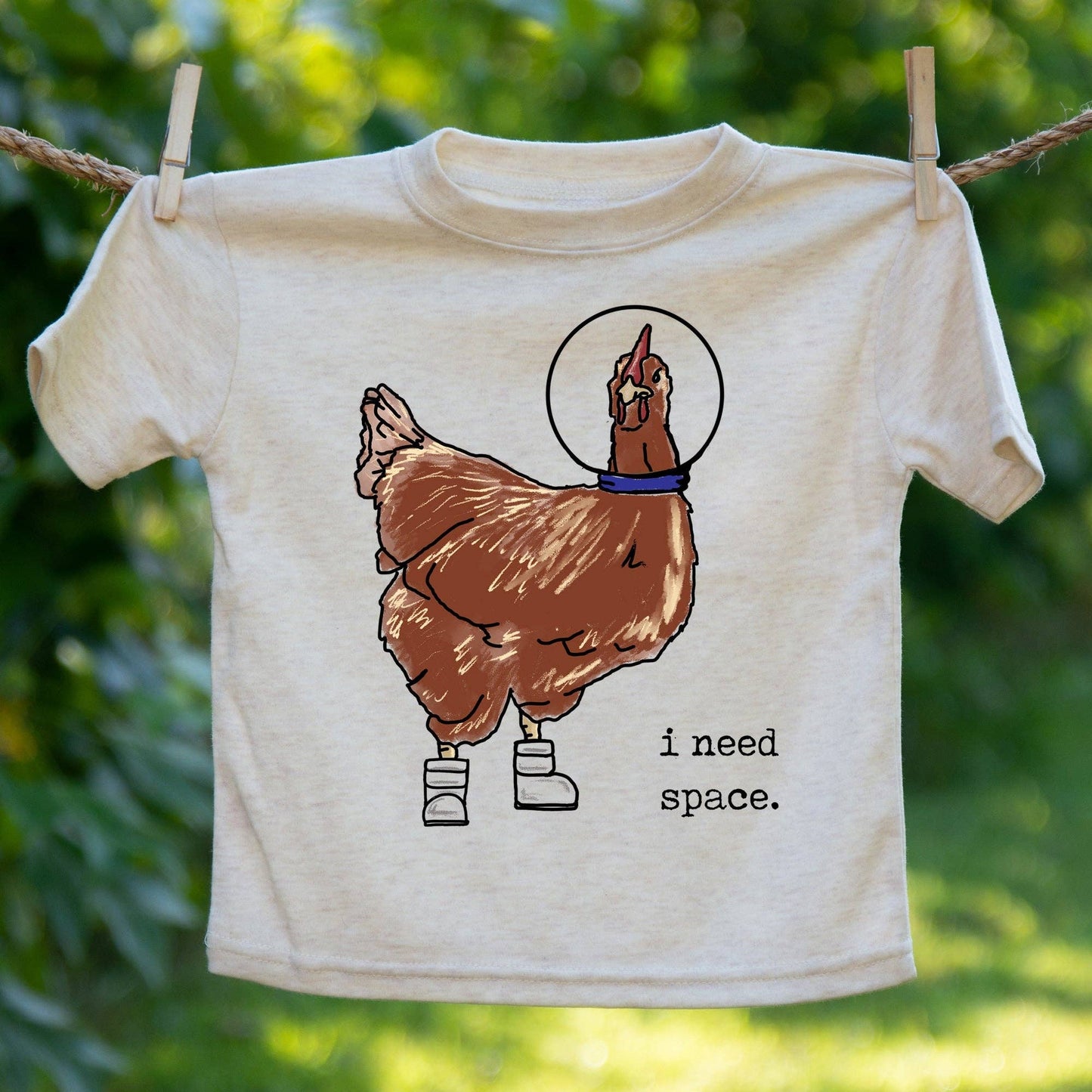 "I Need Space" chicken toddler/youth tee | Farm animals in Space Tee