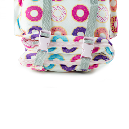 Sleep-n-Pack: Packable Little Kid's Sleeping Bag & Backpack, Cozy Mink, Donuts