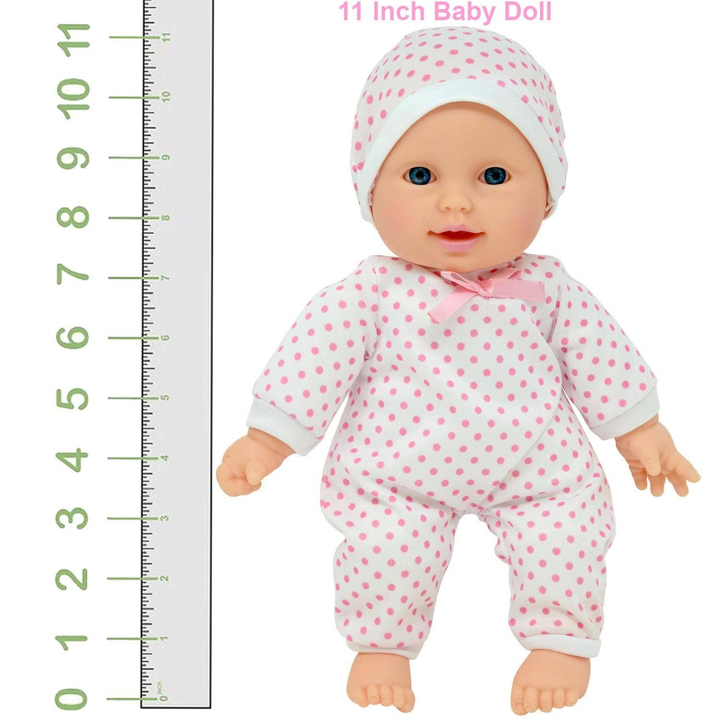 The New York Doll Collection 11" Doll Polka Dots W/ Pacifier