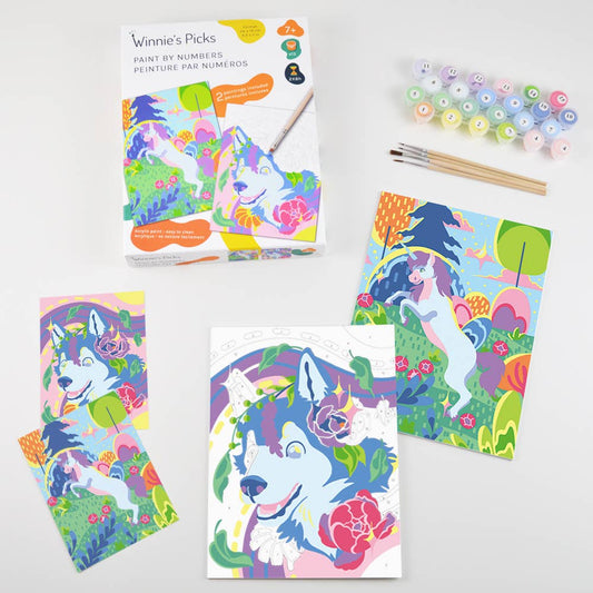 Husky & Unicorn - DIY Paint by Numbers Kit - Christmas 2024 Gift