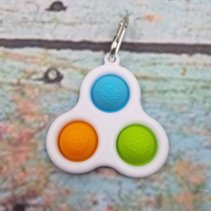 Pop Triple Dimple Keychain Fidget Sensory Toy: Pink-Orange-Green