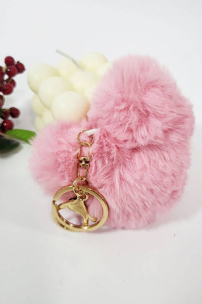 Heart Pom Pom Key Chain