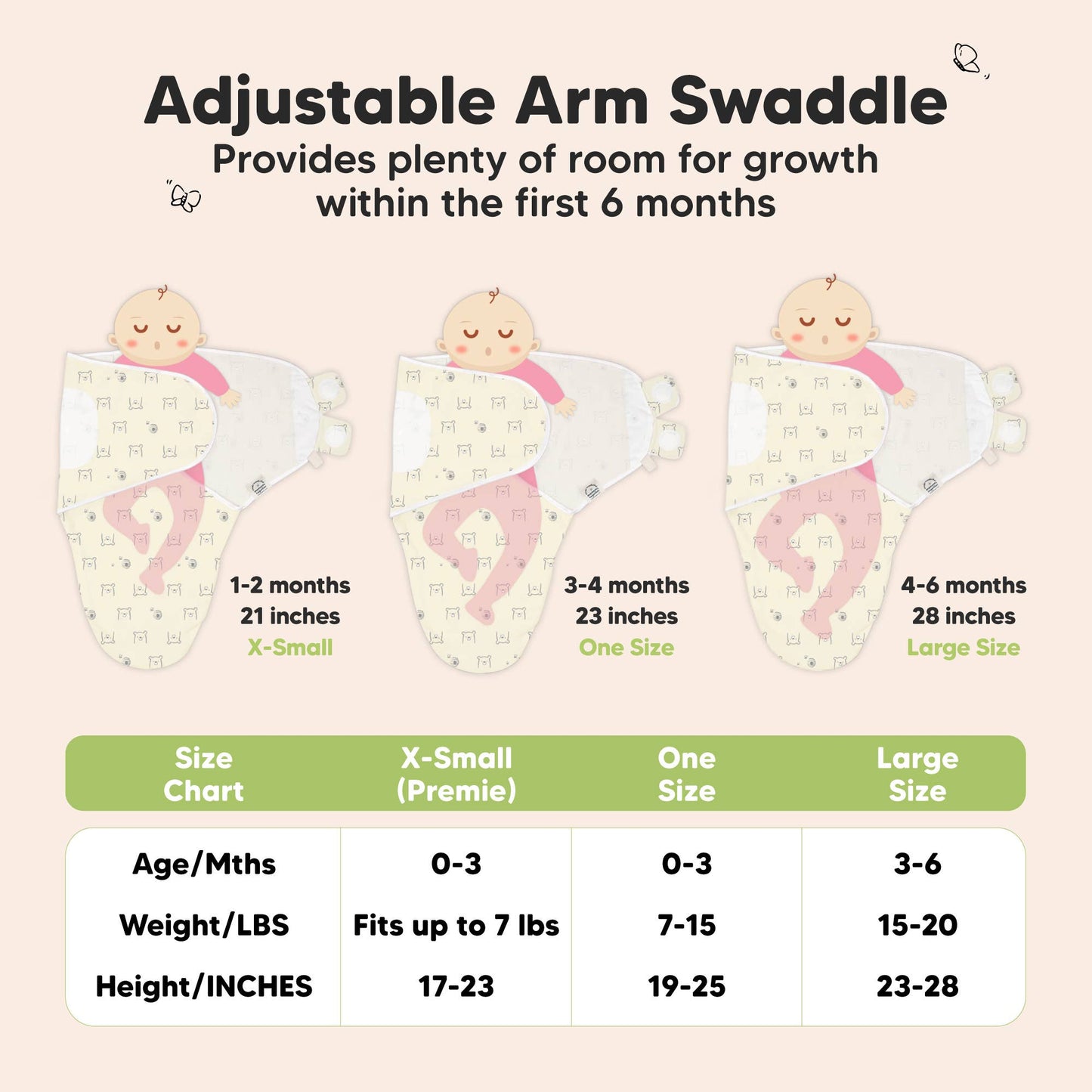 3pk Soothe Baby Swaddles, Sleep Sack for Newborns Bumble Bear