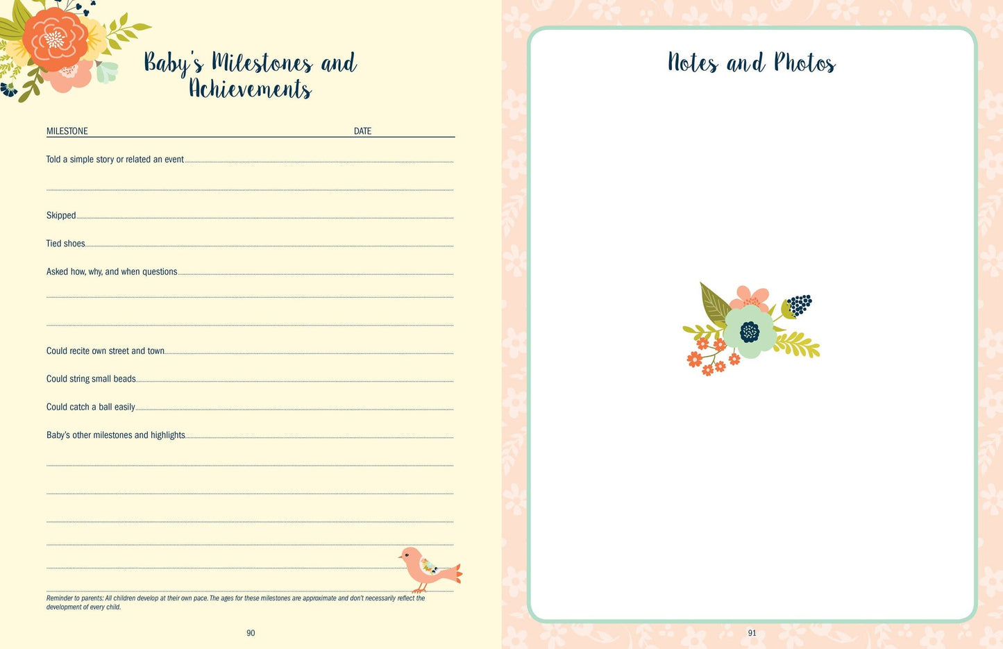 Baby's Book: The First Five Years Floral