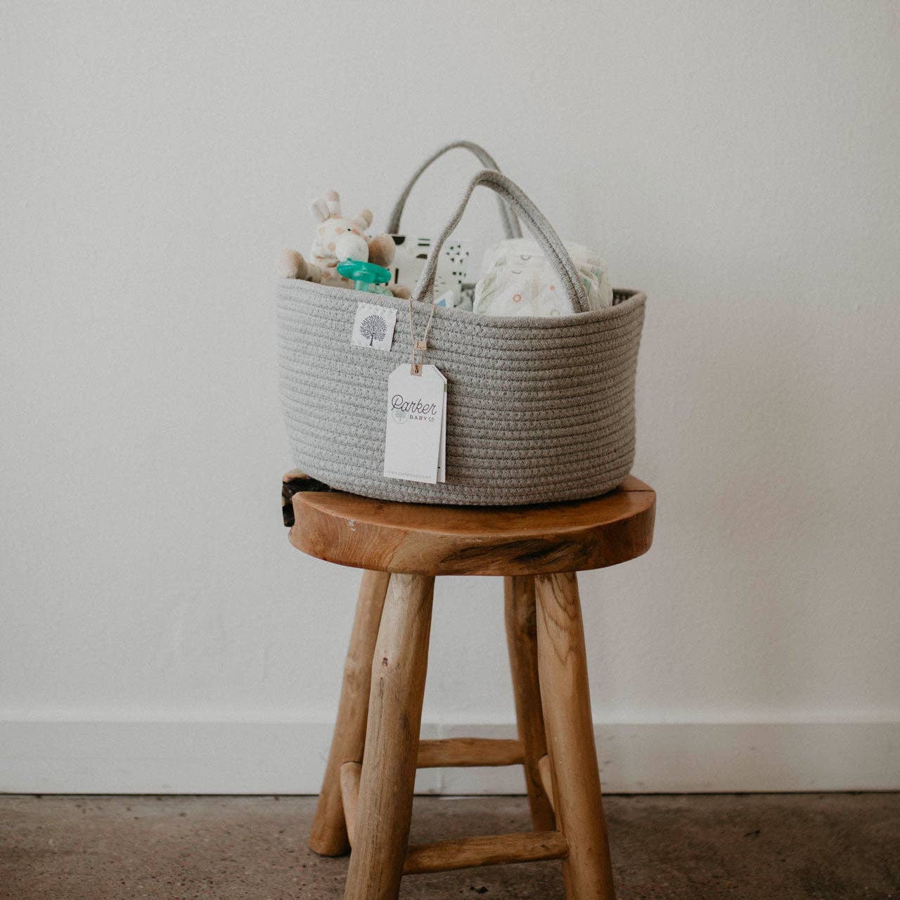 Rope Diaper Caddy - Gray