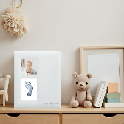 Linen Memory Babybook and Ink Pad, Gray