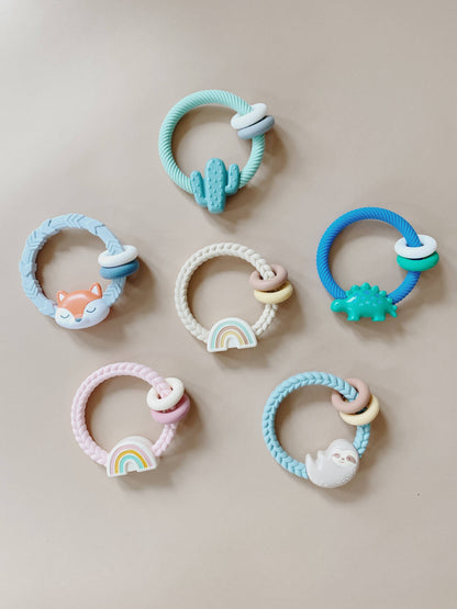 Ritzy Rattle Silicone Teether Rattles: Fox