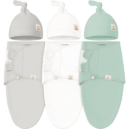 3-Pack Soothe Baby Swaddles 0-3 Months with Knot Hat