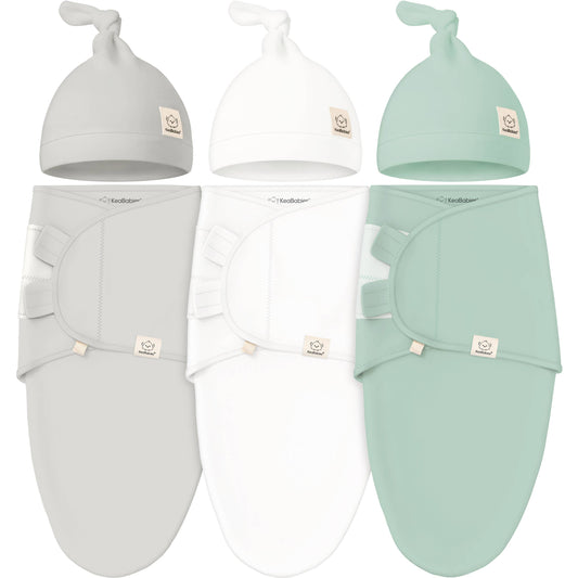 3-Pack Soothe Baby Swaddles 0-3 Months with Knot Hat