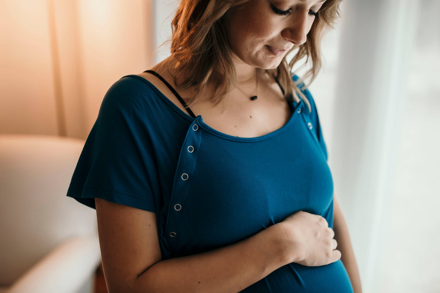 Blue Maternity Mommy Labor and Delivery/ Nursing Gown